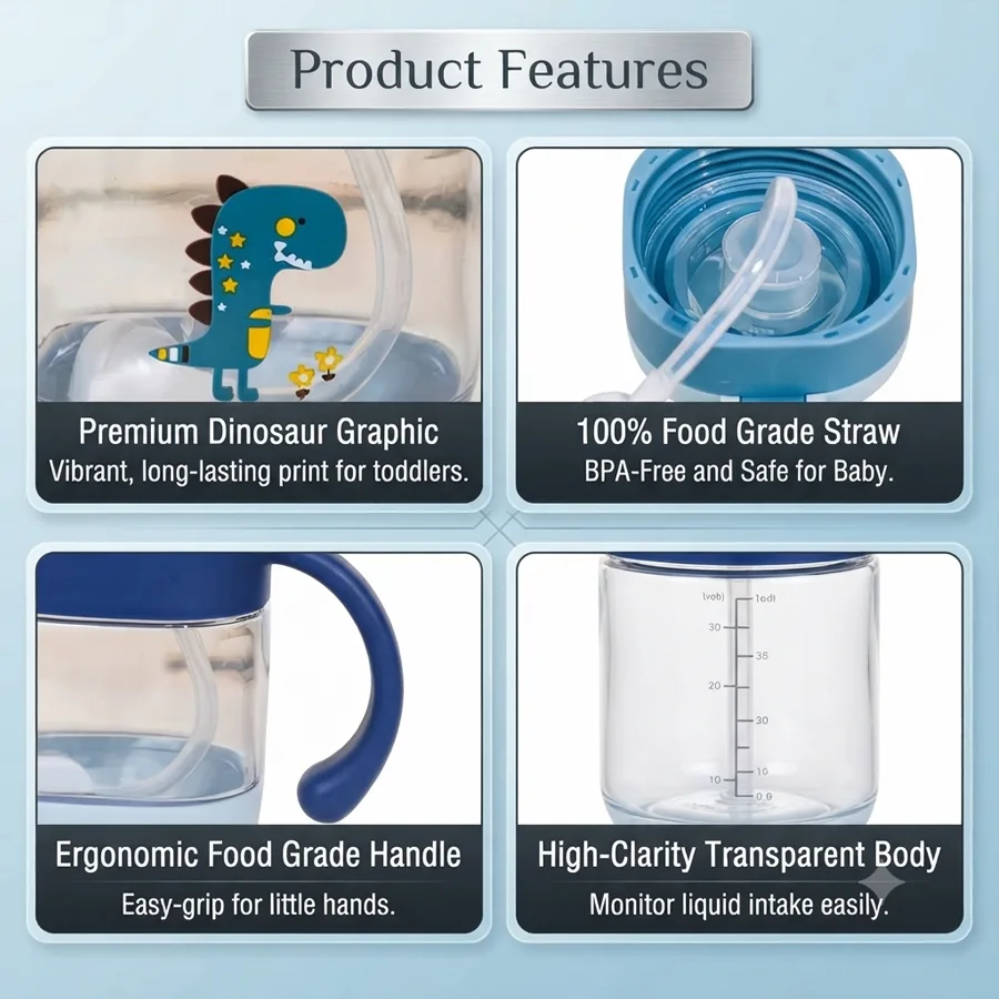 Drop Resistant Cute Dino Baby Mum Pot - 220ml - Image 3