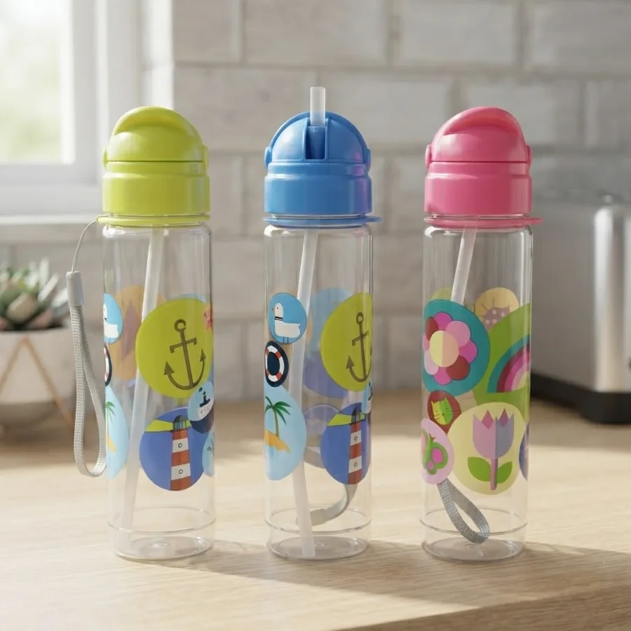 Straw Water Bottle for School Going Kids 300ml