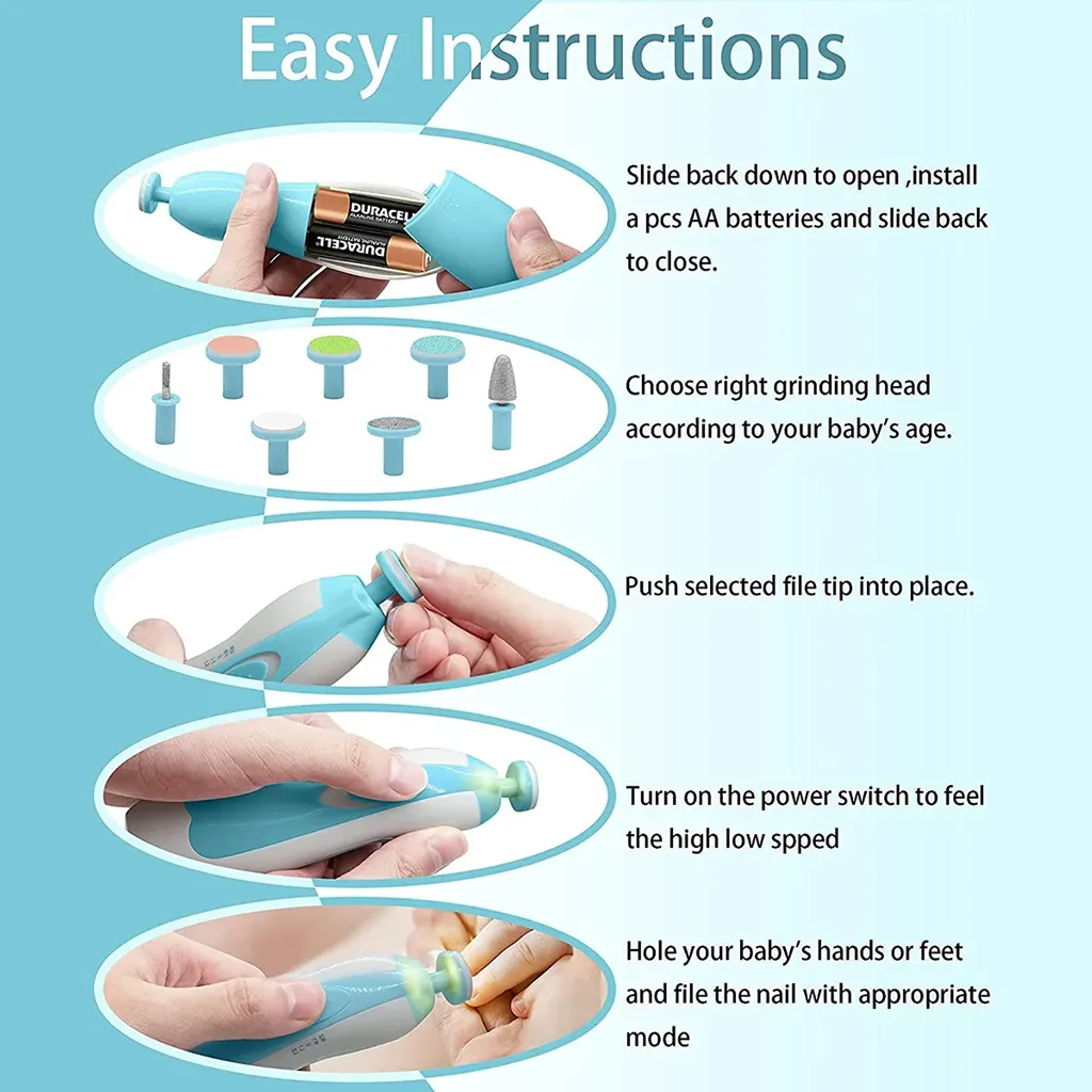 Baby Electric Nail Trimmer - Baby Care Set Electric Manicure Set - Image 6