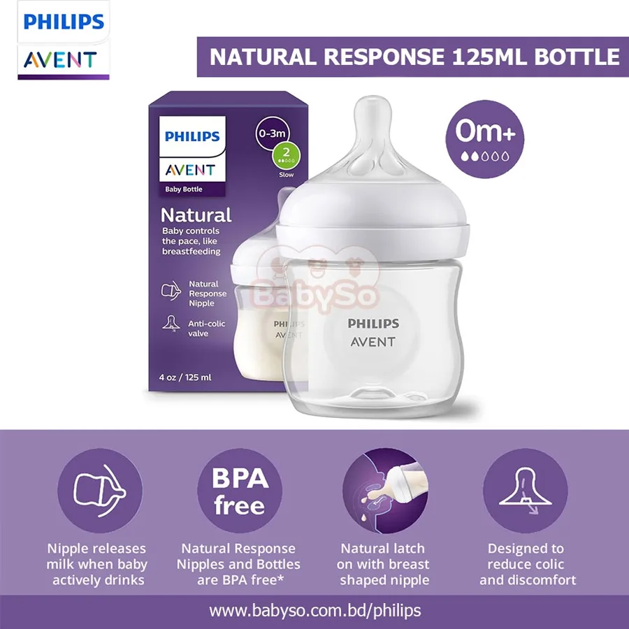 Philips Avent Natural Feeding Bottle 125 ML / 260 ML - Philips Avent Wide Neck Feeder for Baby - Image 2
