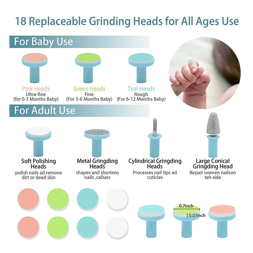 Baby Electric Nail Trimmer - Baby Care Set Electric Manicure Set - Image 5