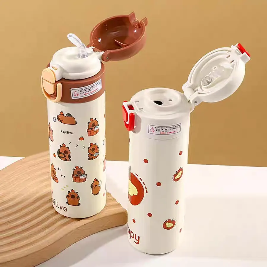 Stainless Steel Straw Thermos Water Bottle 500ml - Image 2