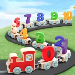 Educational Magnetic Wooden Number Train Set 12pcs