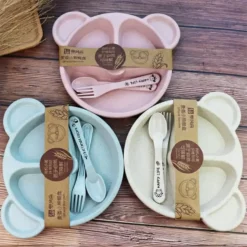 Alternative view of Wheat Bear Feeding Set with Spoon & Fork