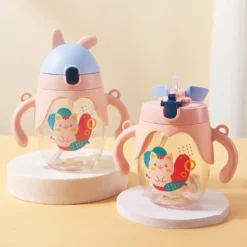 Egg Shaped Cute Baby Straw Water Bottle