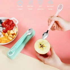 Baby Double Head Fruit Puree Silicone Spoon