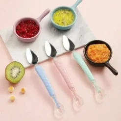 Baby Double Head Fruit Puree Silicone Spoon