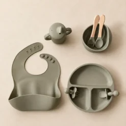 Kokibebe Full Silicone Feeding Set Combo Olive