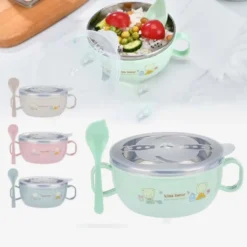 Stainless Steel Baby Feeding Bowl with Spoon