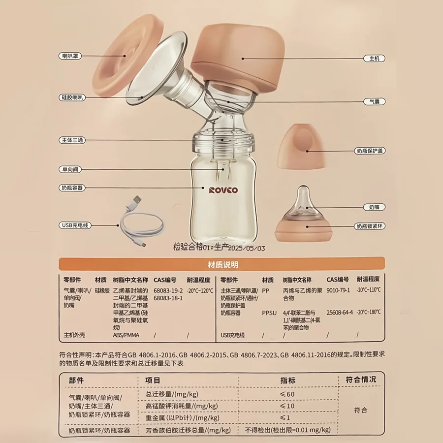 Rovco Electric Breast Pump with 180ml Feeder - Image 5
