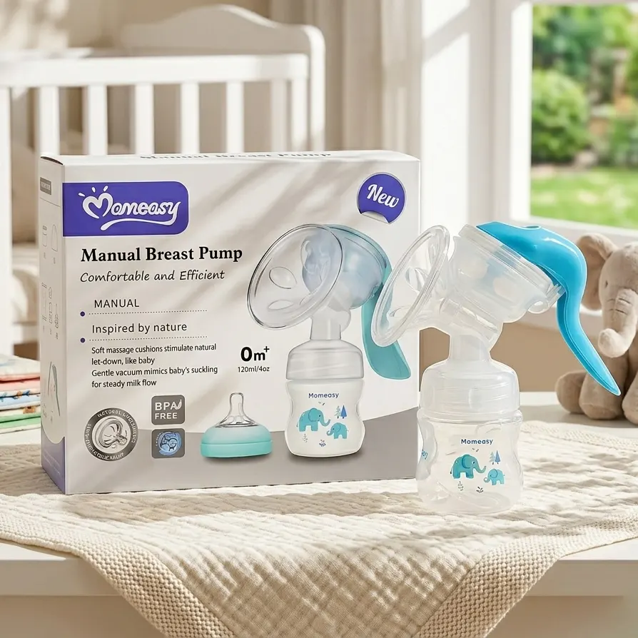 Momeasy Manual Breast Pump with 120ml Feeder