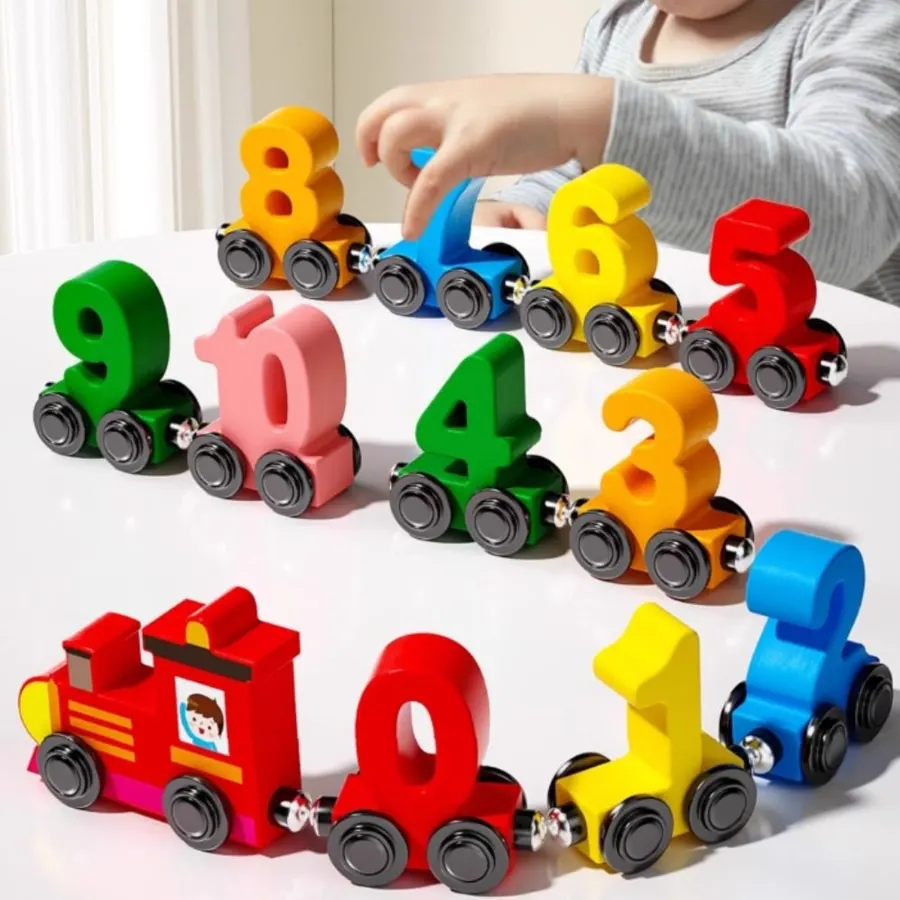 Educational Magnetic Wooden Number Train Set 12pcs - Image 3