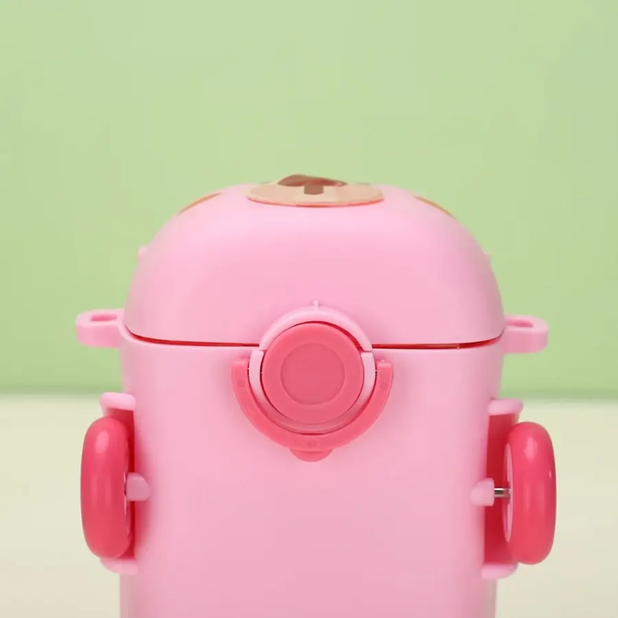 Cute Bus Shape Water Bottle with Straw 500ml - Image 4